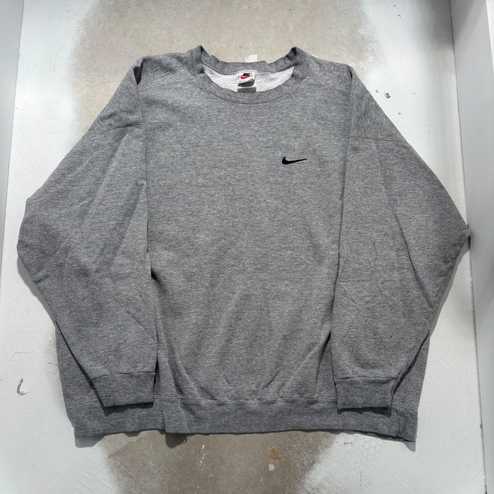 Vintage Nike Crewneck Sweatshirt Gray Made in USA 3XL Embroidered Swoosh Mens